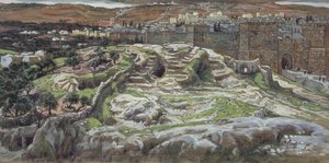 الجلجثة والقبر المقدس في زمن اللوردات ، رسم توضيحي لحياة المسيح ، c.1886-94 (مرحاض وغواش على ورق مقوى) بواسطة جيمس جاك جوزيف تيسو