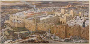 القدس ومعبد هيرودس في زمن اللوردات ، توضيح من حياة المسيح ، c.1886-94 (مرحاض وغواش على ورق مقوى) (انظر أيضًا 101203)