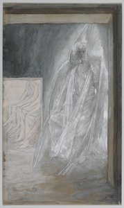الملاك جالسًا على حجر القبر ، توضيح من حياة ربنا يسوع المسيح ، 1886-1894 (مرحاض على الجرافيت على ورق) بواسطة جيمس جاك جوزيف تيسو