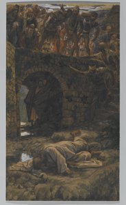 بروك كيدرون. سوف يشرب من بروك على الطريق ، توضيح لحياة المسيح ، c.1886-94 (مرحاض وغواش على ورق مقوى) بواسطة جيمس جاك جوزيف تيسو