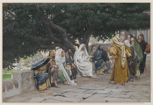 الفريسيون والصدوقيون يأتون لإغراء يسوع ، توضيح من حياة ربنا يسوع المسيح ، 1886-1894 (مرحاض فوق الجرافيت على الورق) بواسطة جيمس جاك جوزيف تيسو