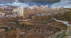 معبد هيرودس في زمن اللوردات ، c.1886-96 (الغواش على الورق المقوى) (انظر أيضًا 182200) بواسطة جيمس جاك جوزيف تيسو