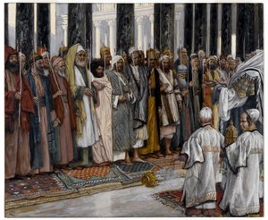 اختبار خاطبي العذراء المقدسة ، توضيح لحياة المسيح ، c.1886-94 (مرحاض معتم على الجرافيت على ورق منسوج رمادي) بواسطة جيمس جاك جوزيف تيسو