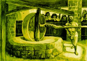 شمشون يدير الطاحونة في السجن - الكتاب المقدس