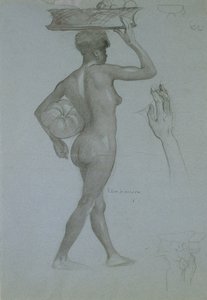 شخص أسود يحمل قرعًا (فحم على ورق) بواسطة جيمس كير لوسون