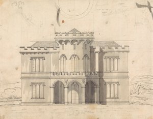 الرسم التحضيري للتصميم 10 ، اللوحة 7 لمجموعة تصاميم الملاذات الريفية بواسطة جيمس مالتون