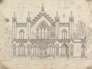 الرسم التحضيري للتصميم 14 ، اللوحة 11 لمجموعة تصاميم الملاذات الريفية بواسطة جيمس مالتون