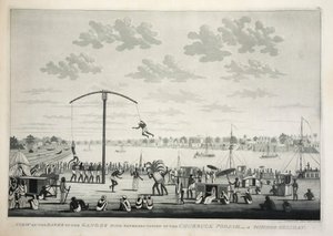 عرض على ضفاف نهر الغانج مع تمثيل Churruck Poojah…، حانة. 1810 النقش. بواسطة جيمس موفات