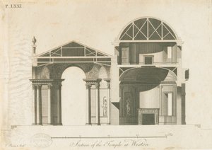 Weston-under-Lizard - معبد ديانا: النقش ، بدون تاريخ [سي 1765-1770] بواسطة جيمس باين