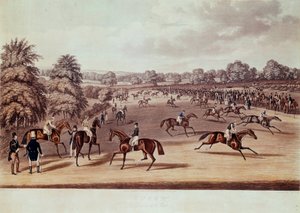 سباق الخيل في إبسوم قبل المغادرة رسم لجيمس بولارد (1792-1867) مجموعة خاصة من القرن التاسع عشر