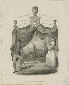 كاتدرائية Lichfield - المنظر الجنوبي الغربي: engraving، nd [c 1820] بواسطة جيمس ستورر