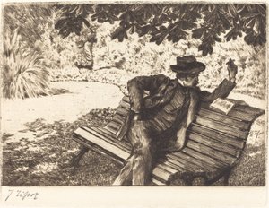 دينوازيل القراءة في الحديقة ، 1882. بواسطة جيمس تيسو