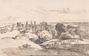 قلعة ليا من فوق الغابة ، 1814 (قلم وحبر أسود على ورق) بواسطة جيمس وارد