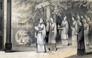 الإمبراطورة ومرافقيها يتجهون إلى المعبد من بستان التوت ، 1847.