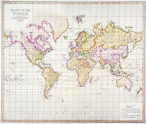 رسم بياني للعالم ، مطبوع في مؤسسة الطباعة الحجرية ، الحرس الخيول ، 1821 (الطباعة الحجرية الملونة) بواسطة جيمس الأكبر وايلد