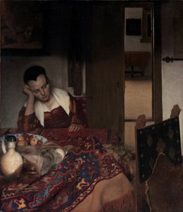 فتاة نائمة - رسم يوهانس فيرمير (فيرمير دي دلفت) (1632-1675) ، زيت على قماش