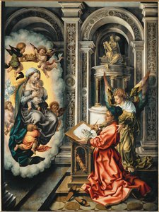 القديس لوقا يرسم مادونا (لوحة على خشب البلوط)