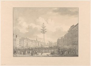 Freedom Tree on the Grote Markt في روتردام ، 1795 بواسطة ديرك لانجينديك (رفض الإسناد)