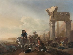 الصيادون بالقرب من الأطلال ، 1648. بواسطة جان بابتيست وينيكس