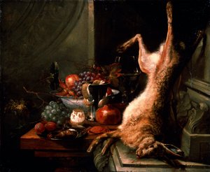 "لا تزال الحياة مع أرنب" ، c1680s. بواسطة جان بابتيست فان موركيرك