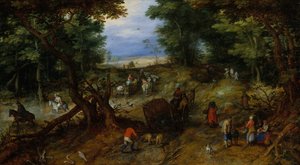 طريق وودلاند مع المسافرين ، 1607. بواسطة جان بروغل الأكبر
