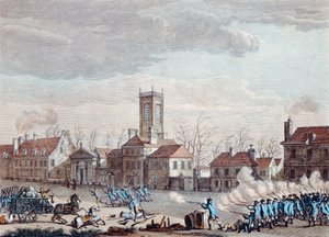 معركة أمام Eglise de la Chapelle في باريس. بين حراس حواجز Fermiers Generaux والثوار في 24 يناير 1791 ، ج 1795
