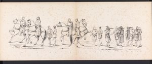 حفلة تنكرية لطلاب ليدن ، 1865 (اللوحة 10) موكب بالملابس أقامه أعضاء فيلق طلاب ليدن في السادس من يونيو عام 1865 ، احتفالًا بالذكرى 290 لمدرسة Leidsche Hoogeschool ، والتي تصور: دخول الهولنديين ب