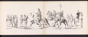 حفلة تنكرية لطلاب ليدن ، 1865 (اللوحة 8) موكب بالملابس أقامه أعضاء فيلق طلاب ليدن في السادس من يونيو 1865 ، احتفالًا بالذكرى 290 لمدرسة Leidsche Hoogeschool ، والتي تصور: دخول الهولنديين إلى