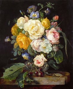 الباروك: لا تزال الحياة مع الفاونيا والكرز وساعة الجيب من Heem، Jan Davidsz. من (1606-1684)