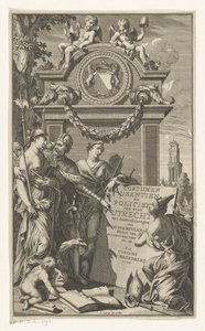 يعلّم العدل قوانين أوتريخت Costumen Usantien en Policien der stad Utrecht (العنوان على الكائن) صفحة العنوان لـ Willem Van der Meulen ، Costumen ، usantien ، Policien ende style ofدعوى ، der stadt Utrecht ، 1709