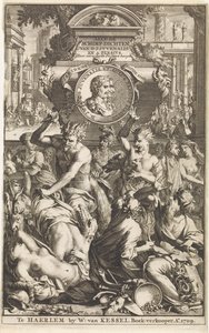 روما bacchanal Titelpagina voor Decius Junius Juvenalis en Aulus Persius Flaccus، Alle de schimpdichten، 1709 Alle de schimpdichten D.J.Jvenalis en A. Persivs door verschyde dichters berymt (العنوان على الكائن)