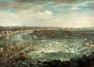 "نهر التايمز أثناء الصقيع العظيم عام 1739" بواسطة جان جريفير الثاني