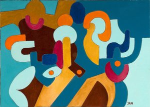 زوج عدواني وزوجته الخجولة ، 2009 (زيت على قماش)