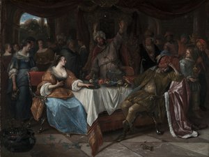 أستير ، أحشويروش ، وهامان ، ج بواسطة Jan Havicksz. Steen
