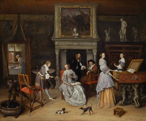 Fantasy Interior مع Jan Steen وعائلة Gerrit Schouten ، حوالي 1659-60 (زيت على قماش)