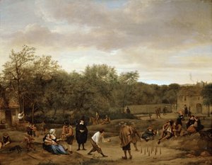 الفلاحون يلعبون البولينج ، بقلم ستين ، جان هافيكس (1626-1679). زيت على خشب ، ج. 1655. الحجم: 67x85.5 سم. متحف تاريخ الفن ، فيينا