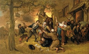 الفلاحون والجنود خارج الحانة - رمزية الاغتصاب في هولندا بواسطة جان هافكسزون ستين