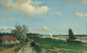 قناة Trekvliet بالقرب من Rijswijk ، أيضًا: منظر بالقرب من جسر Geest. 1868