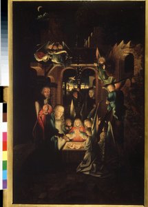 "" الميلاد "(ميلاد المسيح (الليلة المقدسة)) لوحة رسمها جان جويست (حوالي 1460-1519) متحف بوشكين في القرن السادس عشر ، موسكو بواسطة جان جويست فان كالكار
