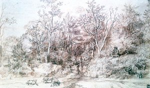منظر طبيعي مع شخص يلعب الناي ، c1627-1674 بواسطة جان ليفينز