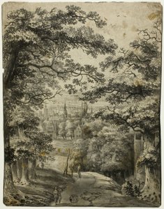 منظر للمدينة من الطريق على التل بواسطة جان لوتين