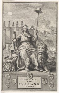 فيرجن الهولندية صفحة عنوان: F. de la Neuville، Historie van Holland vol. أنا ، 1704 بواسطة جان كلايس تن هورن