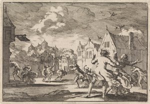 تعرض سكان قرية بالقرب من قلعة Luchow في Lüneburg للهجوم من قبل زوبعة تسقط فيها الطيور من السماء ، 1671