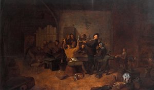 مزارعون في نزل شركة هولندية بهيجة تشرب وتغني في حانة. رسم جان مينس مولينير (حوالي 1610-1668) من القرن السابع عشر غاليريا ديجلي أوفيزي ، فلورنسا ، إيطاليا