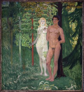 آدم وحواء. رسم جان بريسلر (1872-1918) ، زيت على قماش