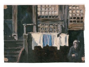 "الواجهة القديمة في دلفت" (دراسة) (زيت على قماش) بواسطة جان تروب