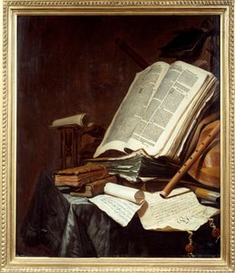 الكتب والآلات الموسيقية رسم جان فيرمولين (1638-1674) شمس القرن السابع عشر. 0،78x0،69 م نانت ، متحف الفنون الجميلة بواسطة جان فيرميولين