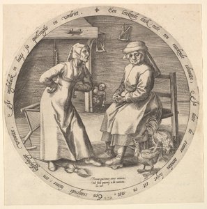 توبيخ المرأة والدجاجة الثرثرة ، كاليفورنيا. 1568.