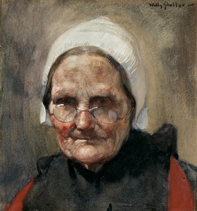Katwijkse Visvrouw ، أو Fishwife of Katwijk (ألوان مائية ، غواش وقلم رصاص على ورق) بواسطة جان ويليم سلويتير