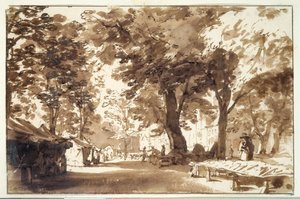 De Vigorbros an de platz op de haynus (chalk, pen & ink with wash on paper) بواسطة جان دي بيشوب